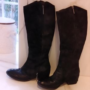 DONALD J Pliner DEVI Black Knee Calf Reverse leather High Tall Boots Sz. 6 M